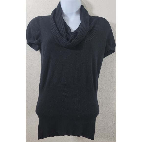 Express Design Studio Black Cowl Neck Capped Sleeves Top Small Lightweight Soft - Picture 1 of 6